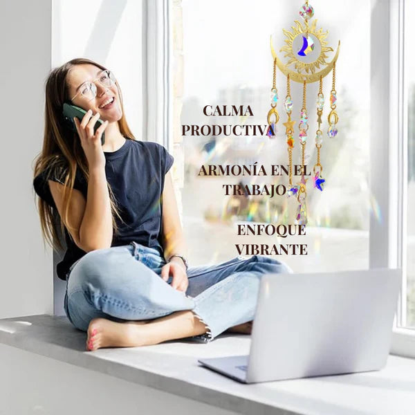 ✨Flame Moon AB Color Crystal Pointed Bead Wind Chime Sun Catcher Pendant, ☀️ Una Colección para Llenar tu Vida de Luz✨