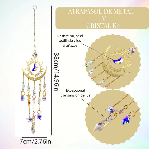 ✨Flame Moon AB Color Crystal Pointed Bead Wind Chime Sun Catcher Pendant, ☀️ Una Colección para Llenar tu Vida de Luz✨