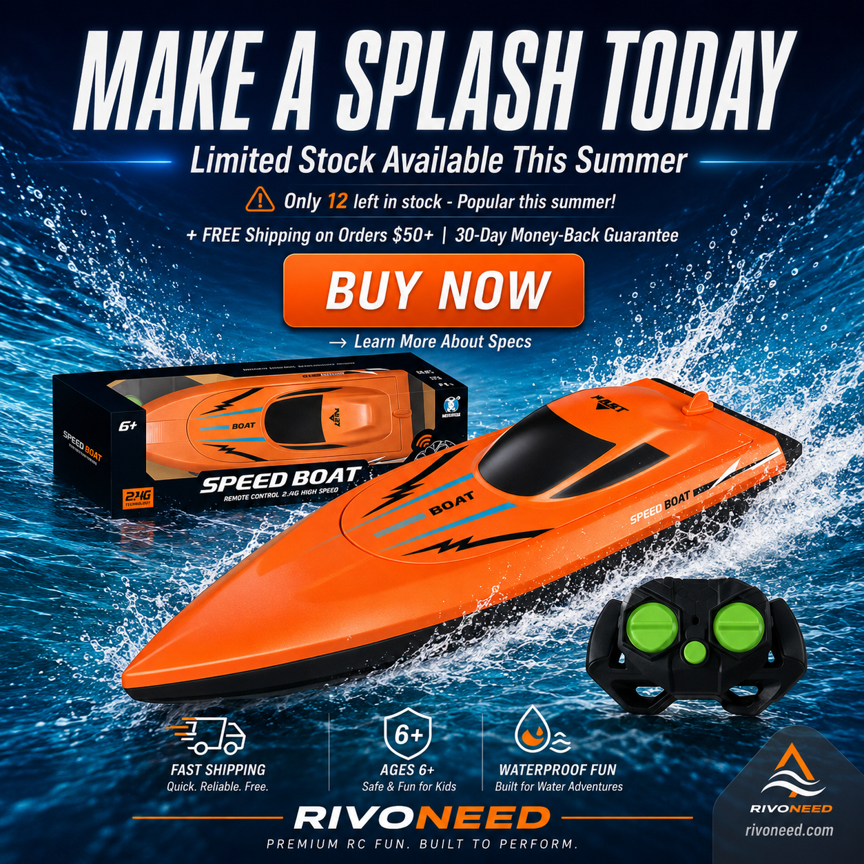🚤 LIMITED-TIME 50% OFF! ✨ Dual-Motor RC Boat – 2.4GHz, Waterproof, Impact-Resistant 🌊.