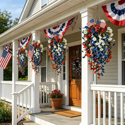 ✨ Celebrate America’s 250th Anniversary with Patriotic Hanging Flower Baskets.