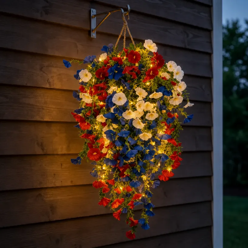 ✨ Celebrate America’s 250th Anniversary with Patriotic Hanging Flower Baskets.