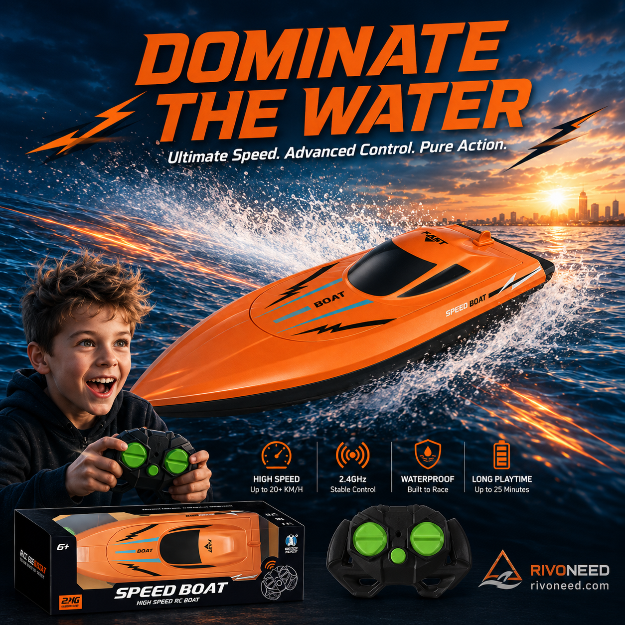 🚤 LIMITED-TIME 50% OFF! ✨ Dual-Motor RC Boat – 2.4GHz, Waterproof, Impact-Resistant 🌊.