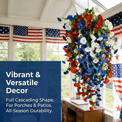 ✨ Celebrate America’s 250th Anniversary with Patriotic Hanging Flower Baskets.