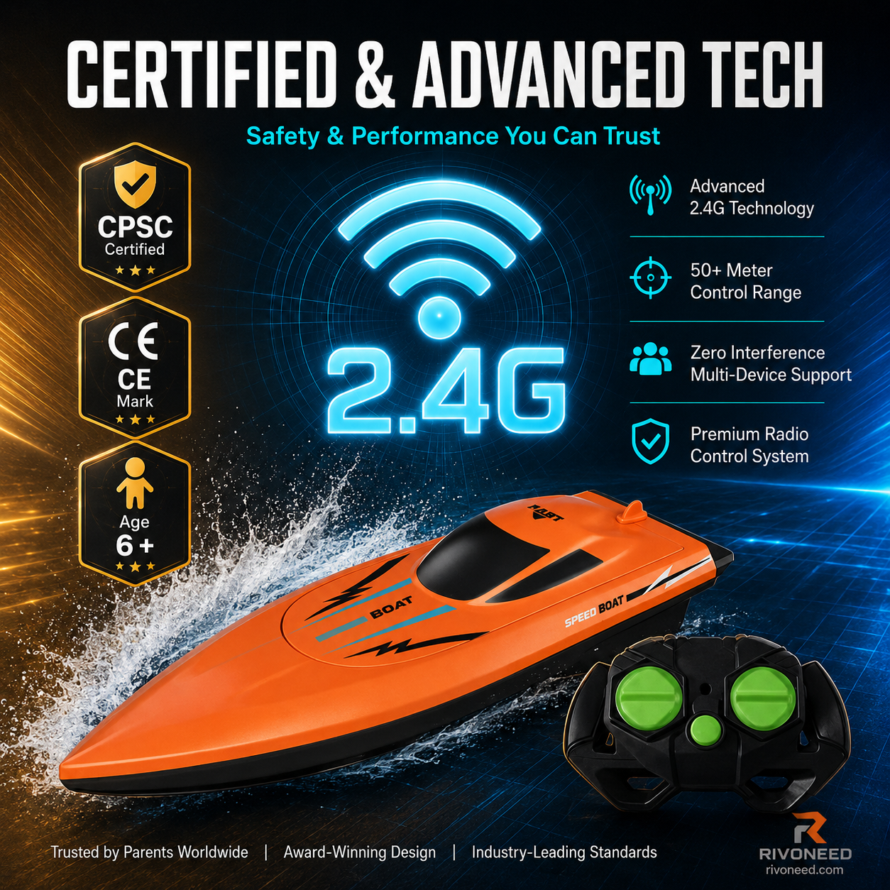 🚤 LIMITED-TIME 50% OFF! ✨ Dual-Motor RC Boat – 2.4GHz, Waterproof, Impact-Resistant 🌊.