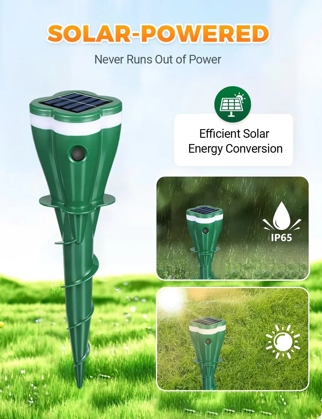 🔥New Arrival 2026🔥 Solar Powered Waterproof Screw Mole Repellent.