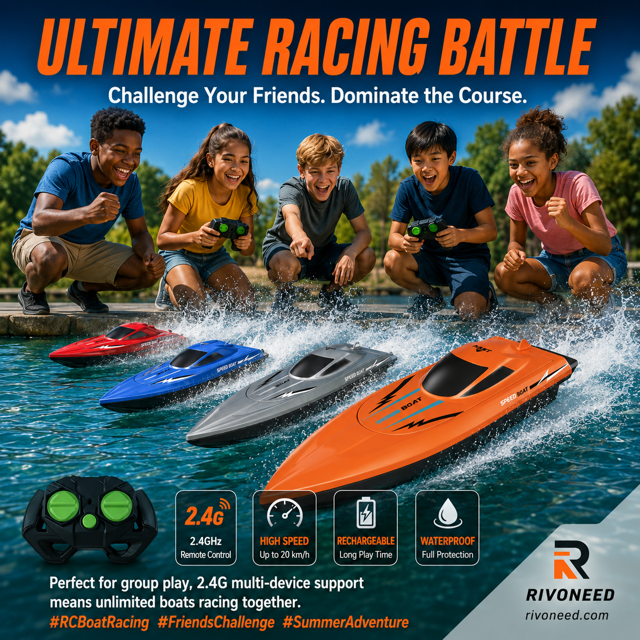 🚤 LIMITED-TIME 50% OFF! ✨ Dual-Motor RC Boat – 2.4GHz, Waterproof, Impact-Resistant 🌊.