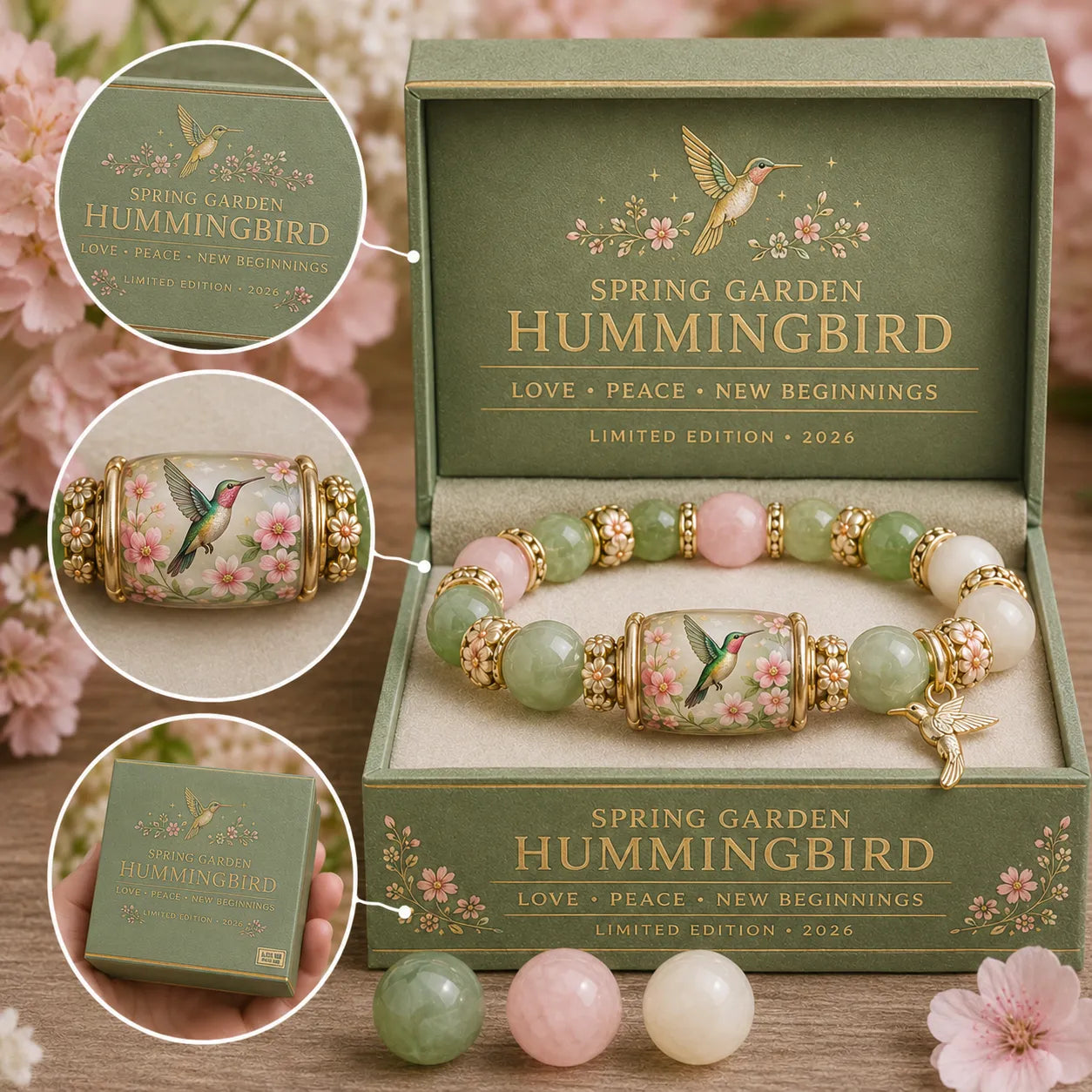 🌿 Love, Peace & Spring Blessings 💖 | 2026 Limited Edition Bracelet - Handcrafted from Agate & Jade