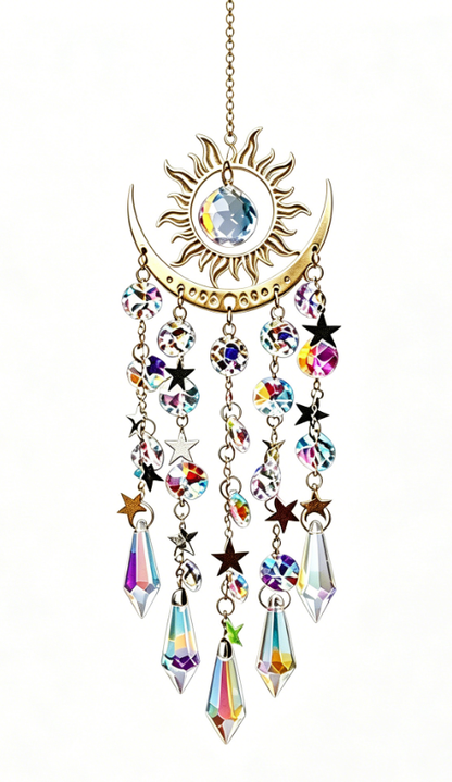 ✨Flame Moon AB Color Crystal Pointed Bead Wind Chime Sun Catcher Pendant, ☀️ Una Colección para Llenar tu Vida de Luz✨
