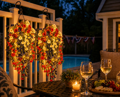 ✨ Celebrate America’s 250th Anniversary with Patriotic Hanging Flower Baskets.