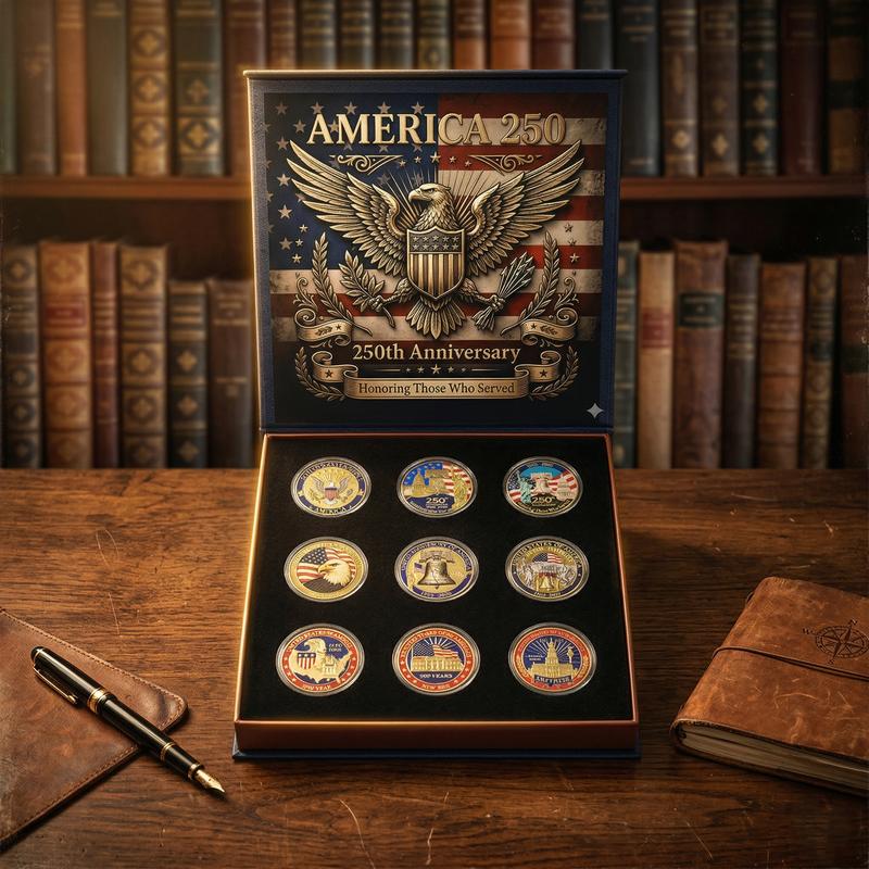 🔥LAST DAY 50% OFF✨9PCS USA 250th Anniversary Commemorative Coin Gift Set.