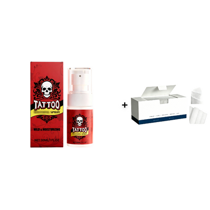 Feuchtigkeitsspendendes Spray zur Nachsorge bei Tattoos.