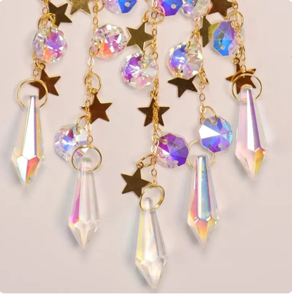 ✨Flame Moon AB Color Crystal Pointed Bead Wind Chime Sun Catcher Pendant, ☀️ Una Colección para Llenar tu Vida de Luz✨