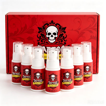 Feuchtigkeitsspendendes Spray zur Nachsorge bei Tattoos.