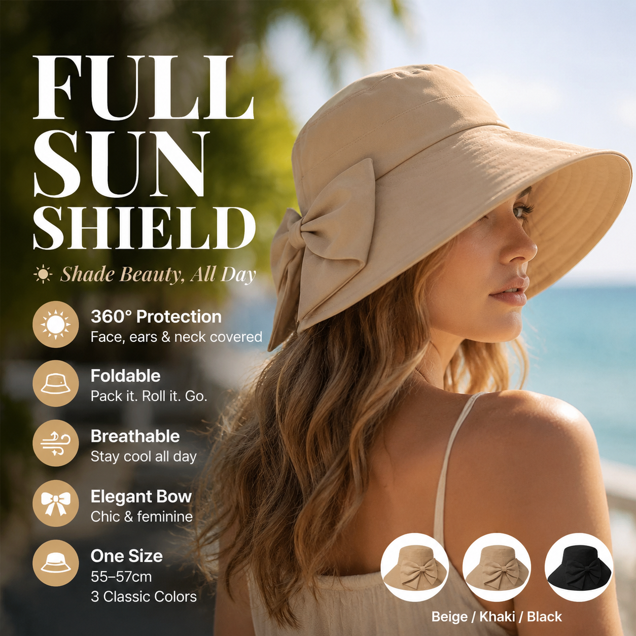 👒 LIMITED-TIME 50% OFF! ✨ Wide Brim Sun Hat with Bow – Full Coverage, Foldable, Breathable 🌞.