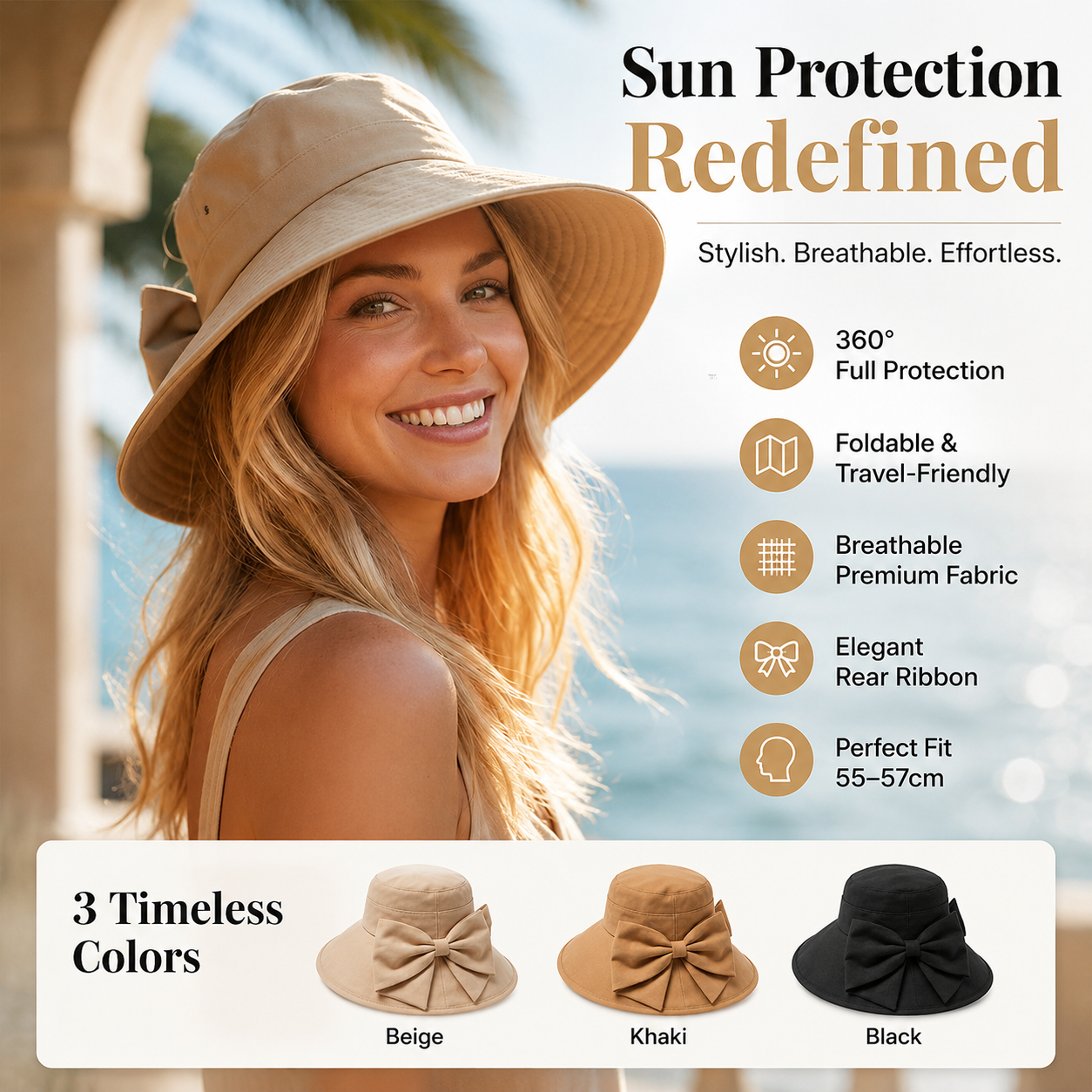 👒 LIMITED-TIME 50% OFF! ✨ Wide Brim Sun Hat with Bow – Full Coverage, Foldable, Breathable 🌞.