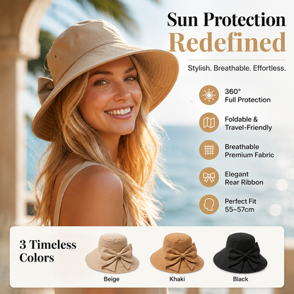 👒 LIMITED-TIME 50% OFF! ✨ Wide Brim Sun Hat with Bow – Full Coverage, Foldable, Breathable 🌞.