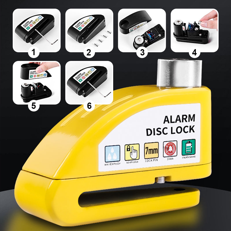 🔒 Motorcycle/bike disc lock with alarm | Immediate security and effective deterrent 🚨.