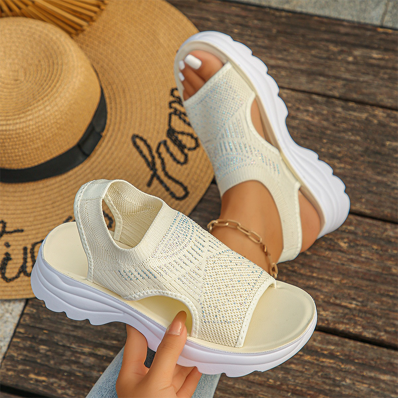 Breathable mesh platform sandals for women.