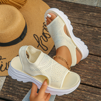 Breathable mesh platform sandals for women.