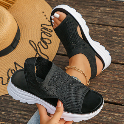 Breathable mesh platform sandals for women.