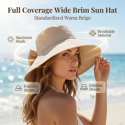 👒 LIMITED-TIME 50% OFF! ✨ Wide Brim Sun Hat with Bow – Full Coverage, Foldable, Breathable 🌞.