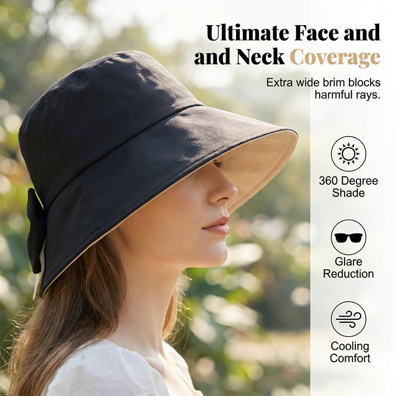 👒 LIMITED-TIME 50% OFF! ✨ Wide Brim Sun Hat with Bow – Full Coverage, Foldable, Breathable 🌞.