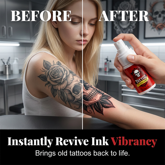 Feuchtigkeitsspendendes Spray zur Nachsorge bei Tattoos.