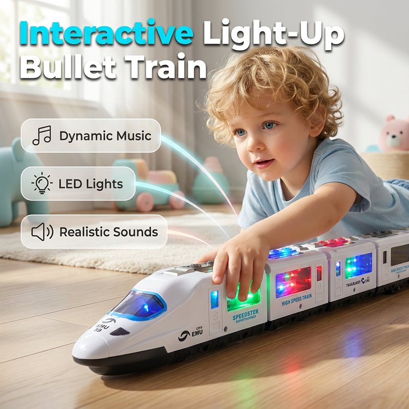 🚂 LIMITED-TIME 50% OFF! ✨ Electric Bullet Train Toy – Light-Up, Bump & Go, with Music 🎶.